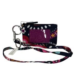 Vera Bradley Lighten Up Painted Paisley Zip ID Case & Lanyard NEW